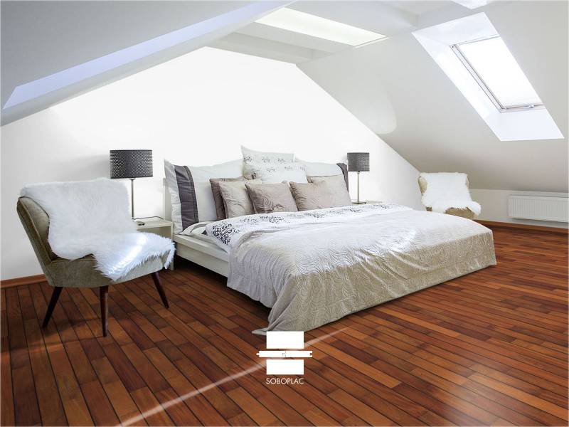 PARQUET ACAJOU MASSIF HUILE JOINT PONT DE BATEAU INTEGRE 12X90