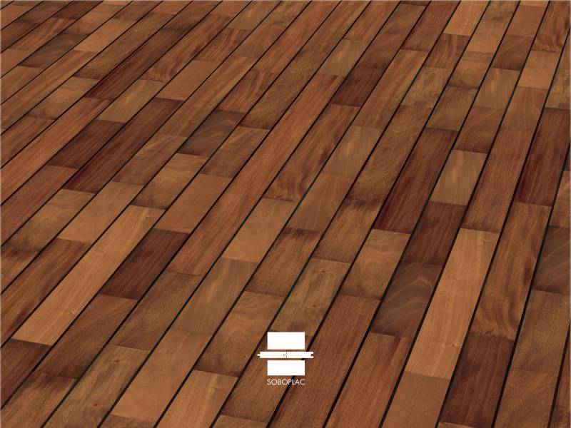 PARQUET ACAJOU MASSIF HUILE JOINT PONT DE BATEAU INTEGRE 12X90