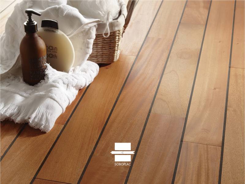 PARQUET ACAJOU MASSIF HUILE JOINT PONT DE BATEAU INTEGRE 12X90
