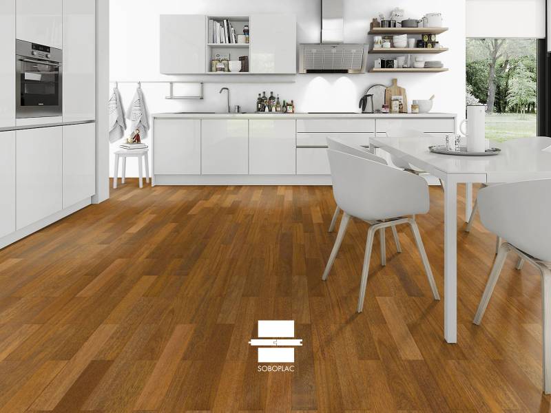 Exotique Merbau Modulo Pose à l'anglaise 15x90 - Parquet massif verni
