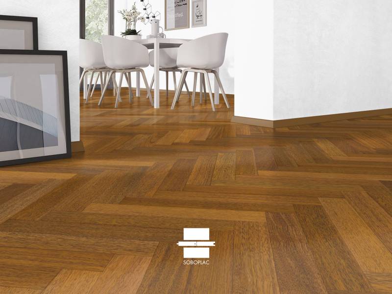 Exotique Merbau Modulo Baton Rompu 15x90 - Parquet massif verni