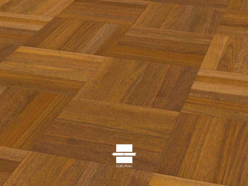 Exotique Merbau Modulo Pose en damier 15x90 - Parquet massif verni