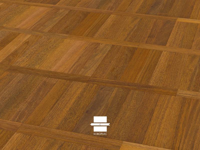 Exotique Merbau Modulo Pose à l'échelle 15x90 - Parquet massif verni
