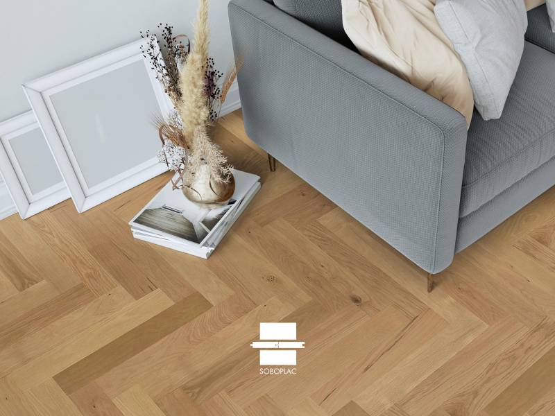Geometrik Tourny Huilé UV - Parquet Bâton Rompu en chêne huilé contrecollé, parfait pour sublimer vos intérieurs parisiens - Réf GTH256.