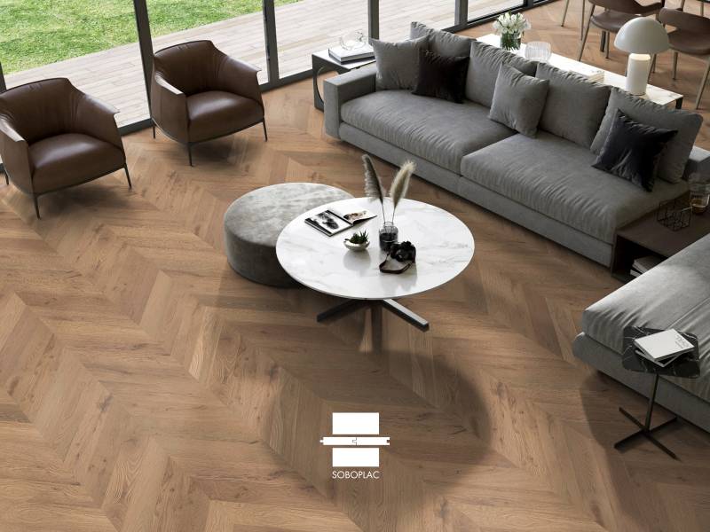 O'Tantik Torréfié Kiaro Point de Hongrie - Parquet contrecollé chêne huilé - Réf KPH29-T