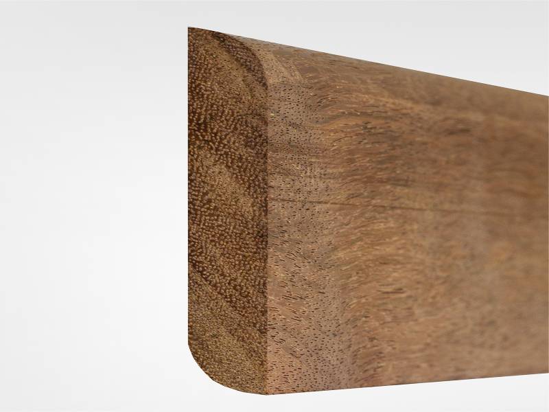 PLINTHE BOIS MASSIF MERBAU BRUT PRE-PONCE