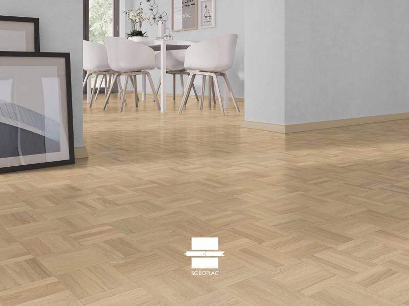 Héritage Graphique Mosaïque - Parquet chêne massif brut